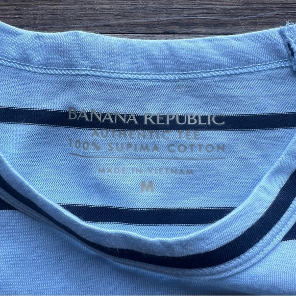 Banana Republic Mens Blue Striped Supima Cotton Short Sleeve Tee Size Medium - Picture 2 of 5